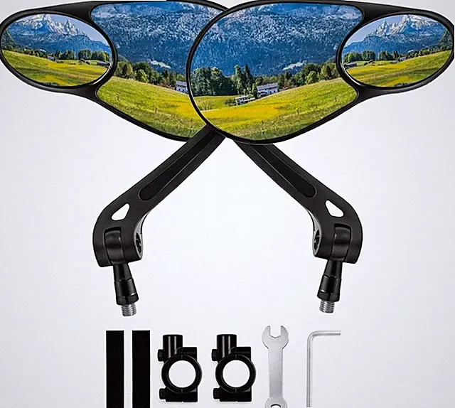 1 Pair Bike Mirror Handlebar Mount, Dual Sport Mirrors, 360°Adjustable HD Bicycl