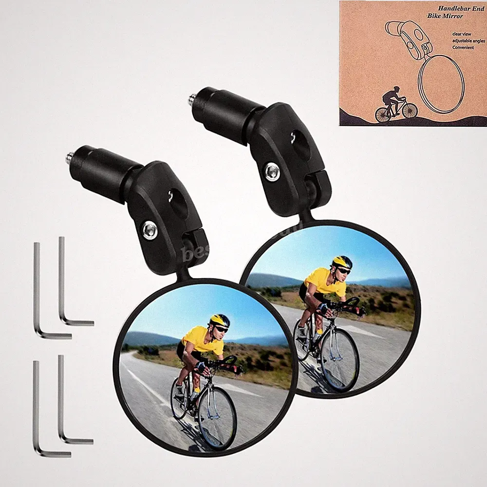 1 Pair Bike Mirrors Handlebar Rearview Mirror 360° Rotation Wide HD View Bicycle