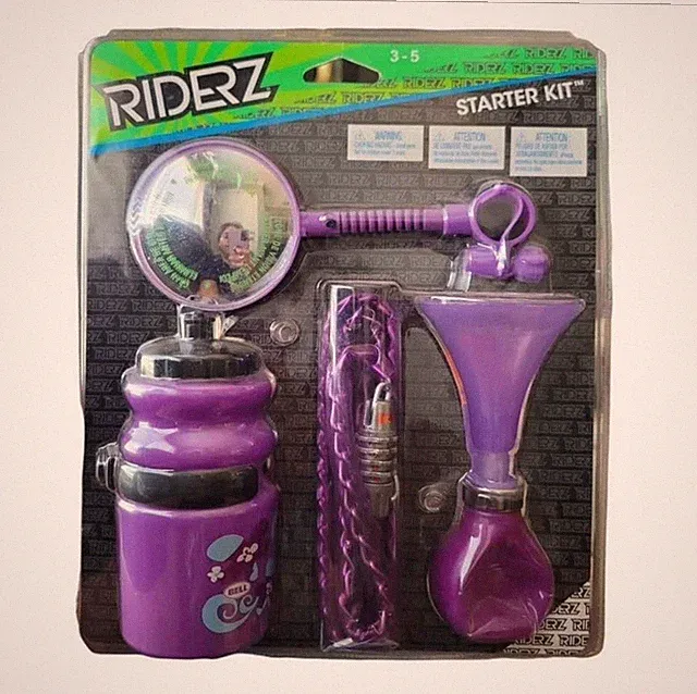 $30 NWT Kids Bike Accessories Starter Set Mirror, Bell, Lock Bottle Purple Color