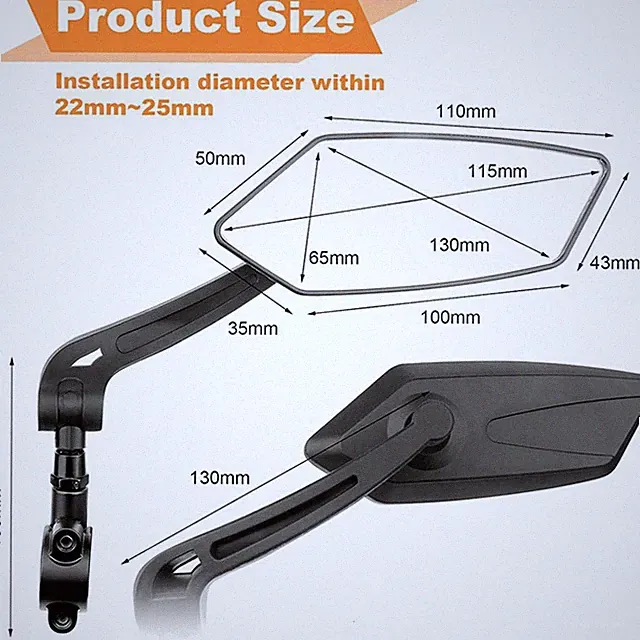 Adjustable Angle Bike Mirror Suitable for Scooter Balanced ABS Material