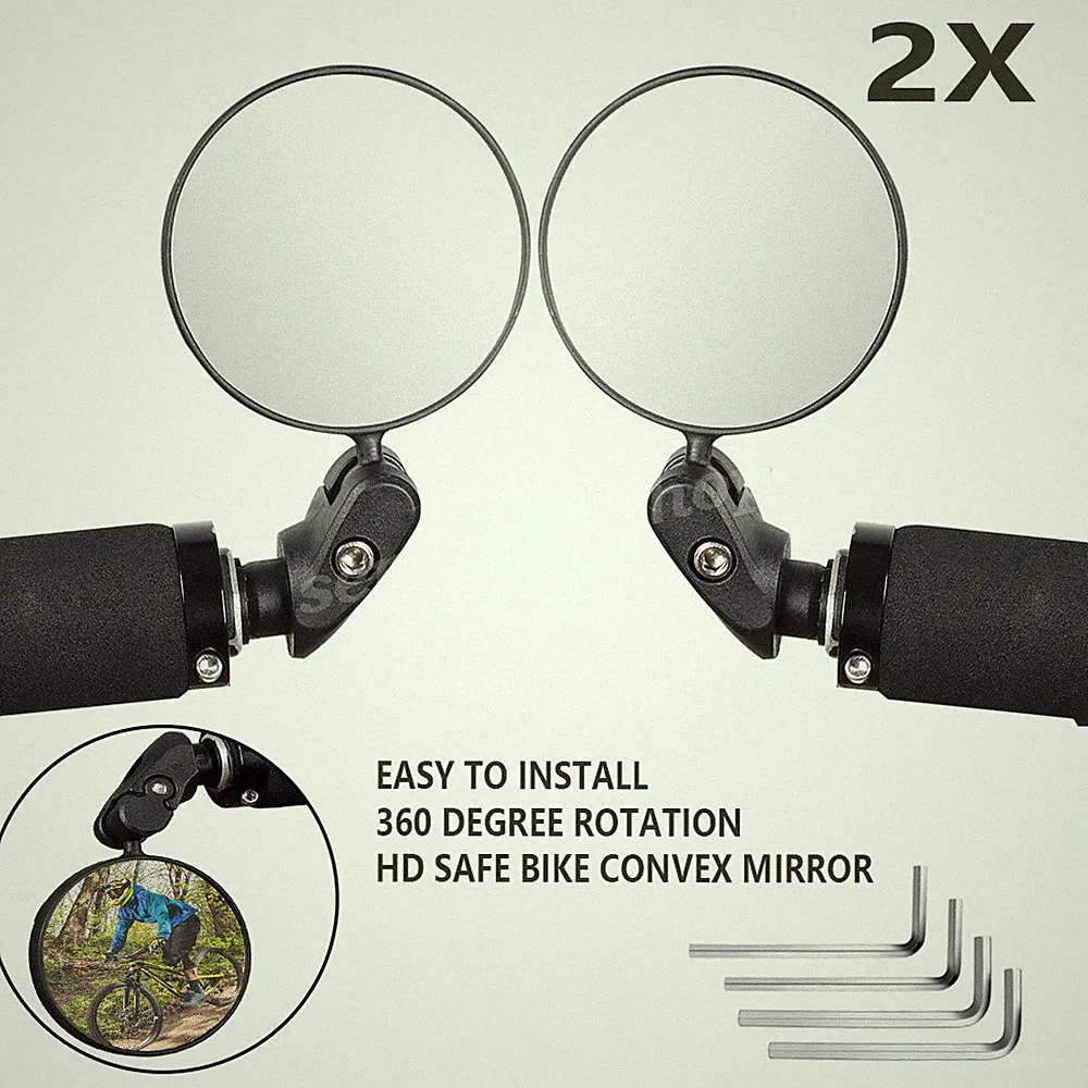 Adjustable Bike Rear View Mirror Fits MTB/Urban Bicycles, Safety Handlebar Mount