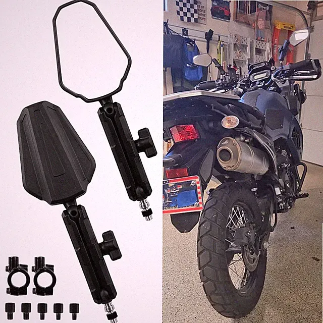 Adventure Motorcycle Rearview Mirrors M10 M8 Adjustable For Kawasaki KLR 250 650
