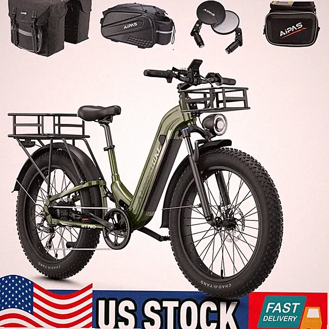 Aipas 36mph Electric Bike1800W Peak Mountain ebike 17.5Ah 85Miles 26"Fat Tire