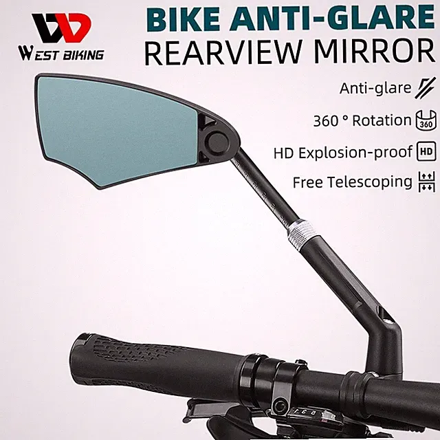 Anti-glare Bike Rearview Mirror 360° Wide Bicycle Handlebar Mirror a Pair Black
