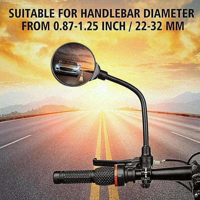 Bike Handlebar Mirror 2 Pack - Rotatable And Adjustable Wide Angle Rear View
