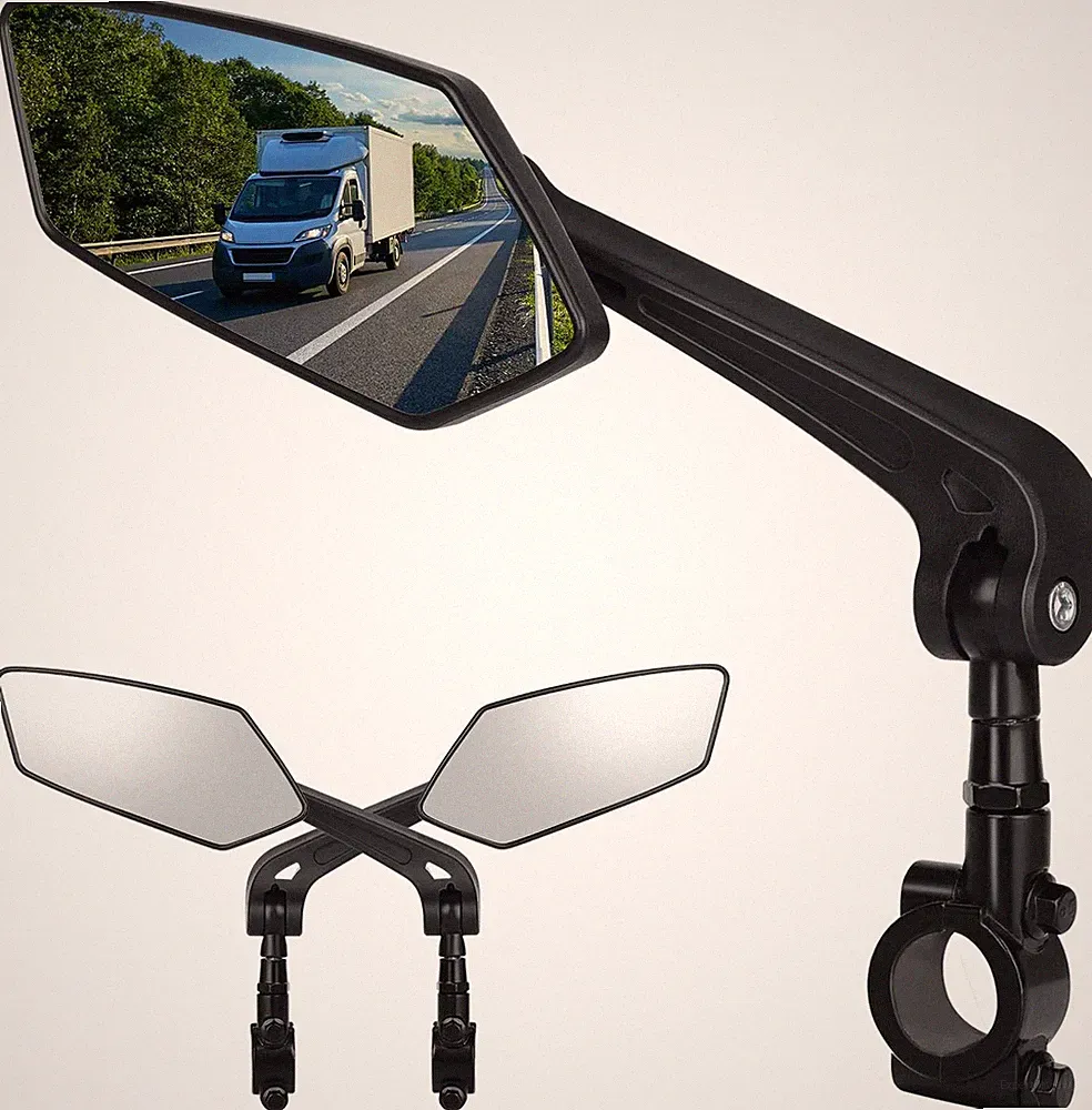 Bike Mirror, Bicycle Mirrors of Handlebars Rotate Rearview Glass Lens, Safe Cycl