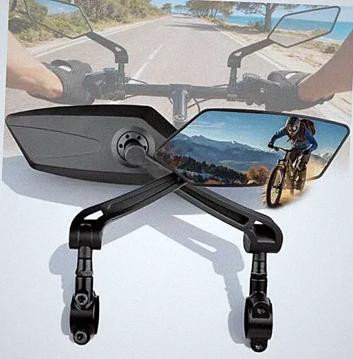 Bike Mirror, Handlebar Bicycle Mirrors, Scratch Resistant HD Glass Lens, 360°