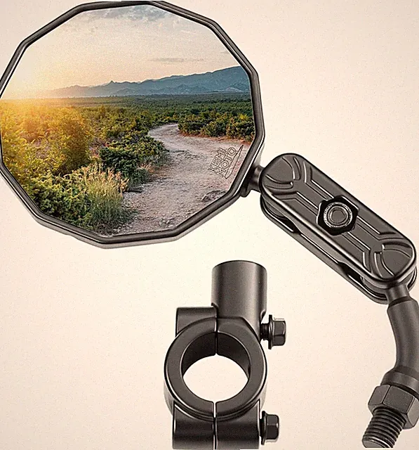 Bike Mirror Handlebar Mount, Aluminum 360° Adjustable & Foldable Rear View Mirro
