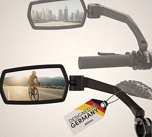 Bike mirror | Large HD field of vision | 360° rotatable & foldable | Mounting...