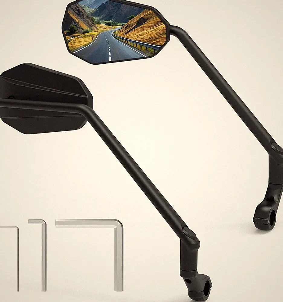 Bike Mirror, [Long Arm] 2 Pcs HD Wide Angle Large Bicycle Mirrors for Handlebars