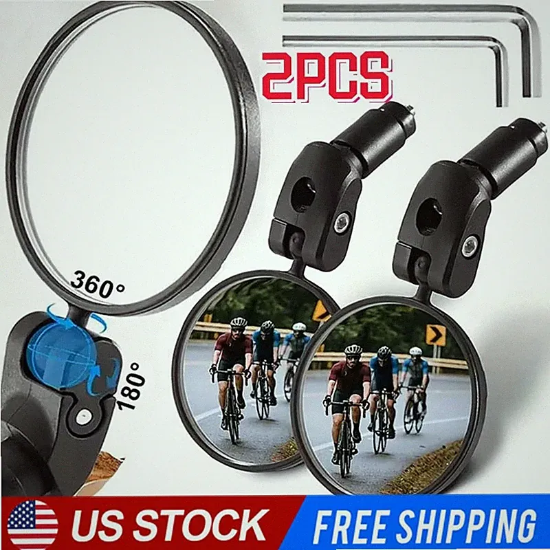 Bike Mirrors 2pcs Bar End Bicycle Mirrors for Handlebars Bicycle Cycling + Tools