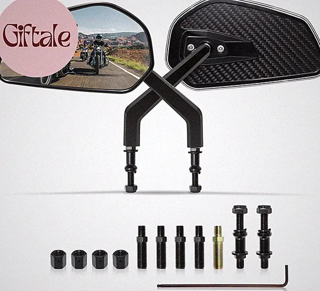 Black CNC Carbon Fiber Rearview Mirrors for Harley Touring, Road Glide, Electra