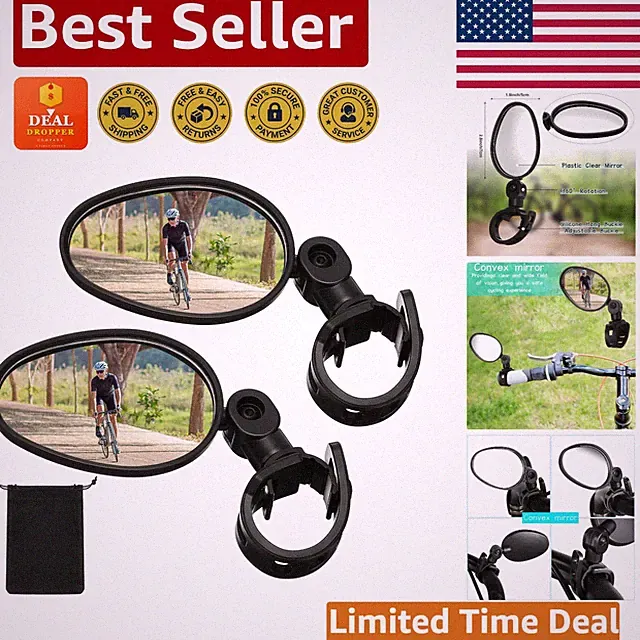 Durable Adjustable Bike Mirrors - 2 Pcs Convex for Safe Cycling Adventure