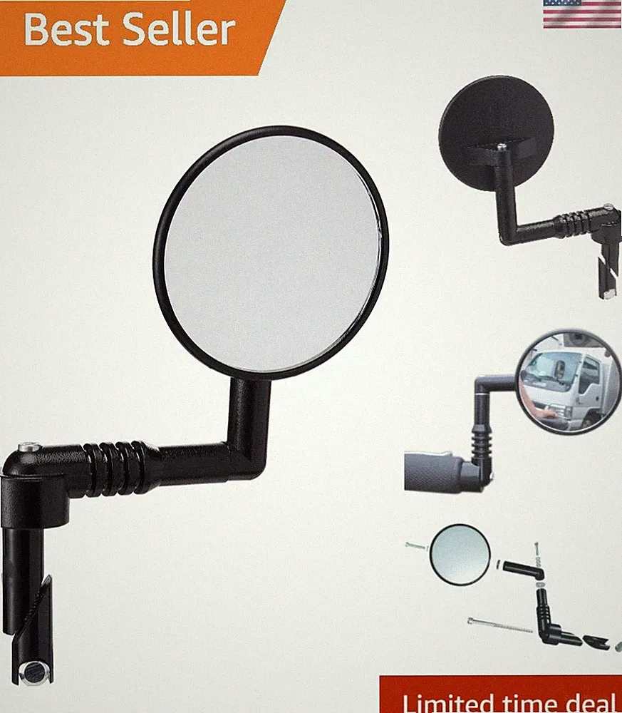 Lightweight 3" Black Convex Bicycle Mirror for Enhanced Safety and Comfort