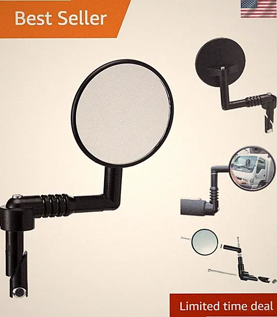 Lightweight Black Bicycle Mirror - Pivots for Universal Handlebar Mounting