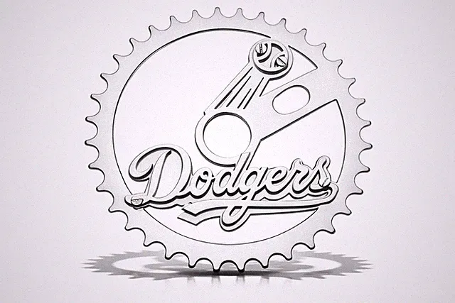 Lowrider Bicycle Laser Cut Mirror Chrome 3D LA Dodgers Style 36T Custom Sprocket