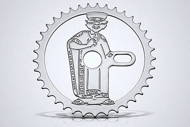 Lowrider Bicycle Laser Cut Mirror Chrome Gangster Tap Style 36T Custom Sprocket.
