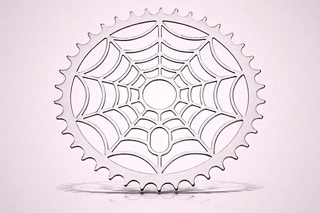 Lowrider Bicycle LaserCut Mirror Chrome Intricate Spider Web 36T Custom Sprocket