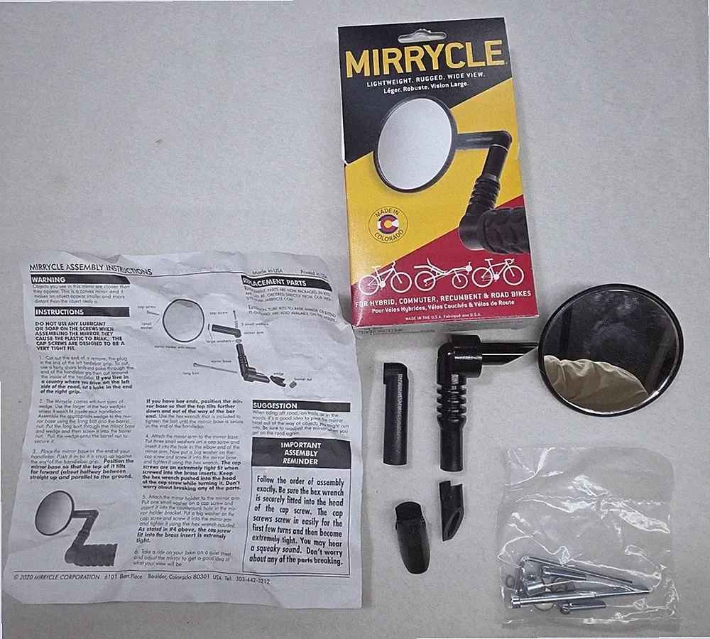Mirrycle Mountain Mirror Adjustable fits Hybrid MTB Recumbent Bike Urban Bicycle