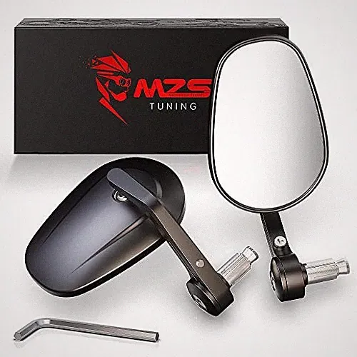 Motorcycle Mirrors, Bar End Rear View Mirror 7/8 Hollow Black Street Mirrors