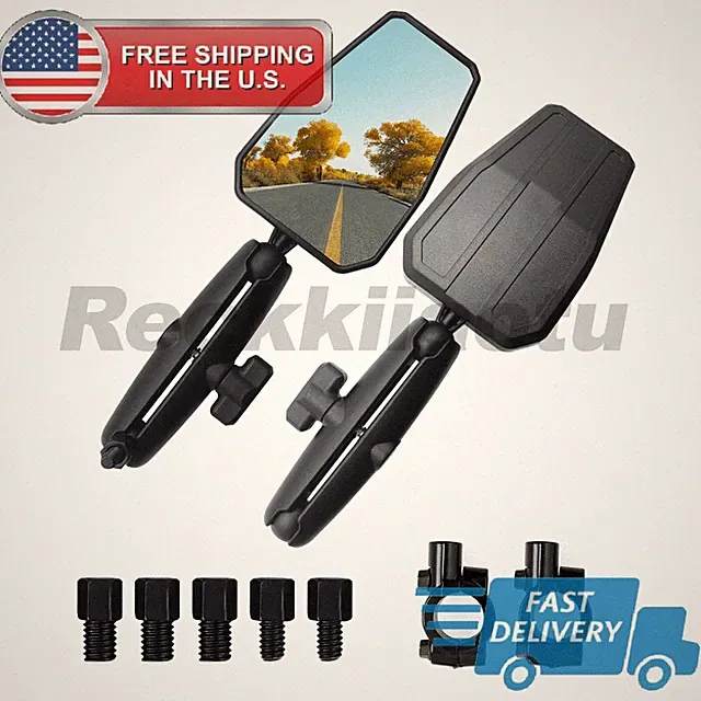 Motorcycle Side Adventure Mirrors 8MM 10MM Adjustable For Dirt Bike Dual Sport