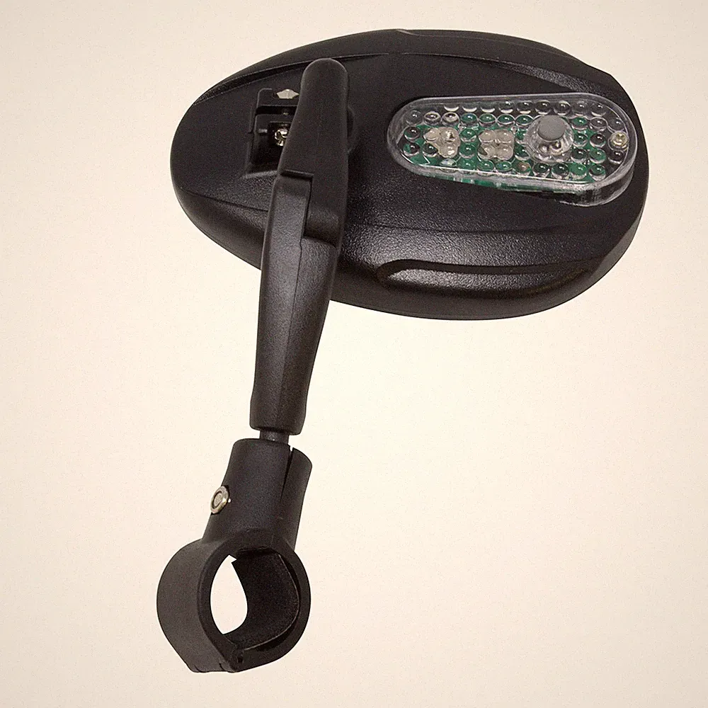 NEW! Bike Bicycle 3D Mirror Handlbar Mount 2200SCF W/Led Flashing Light Black